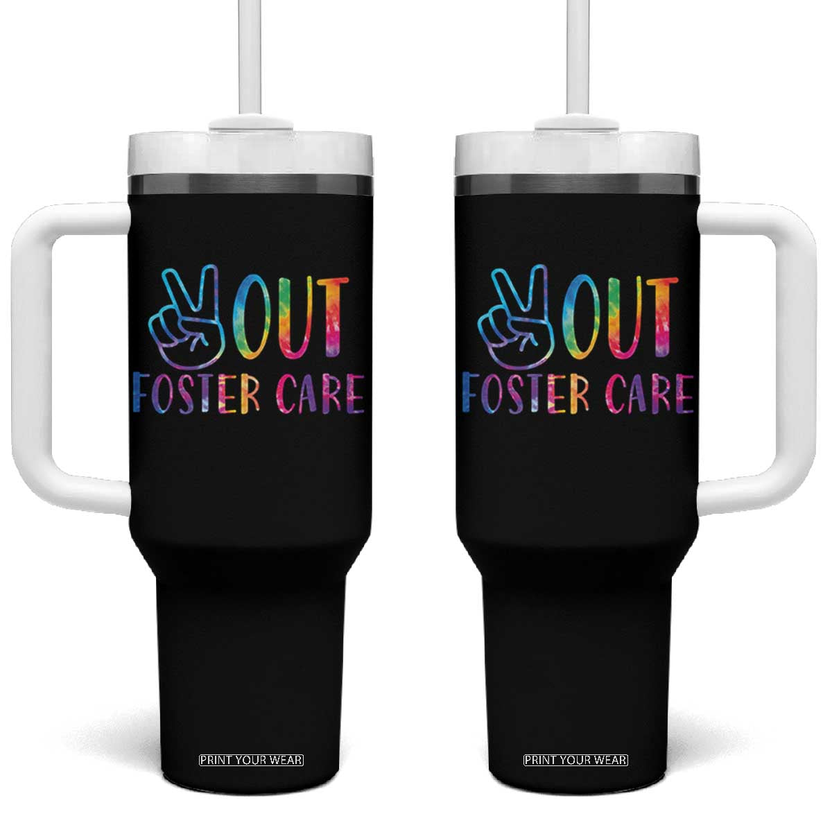 Adoption Foster Parents Tumbler With Handle Peace Out Foster Care TS11 One Size: 40 oz Black Print Your Wear