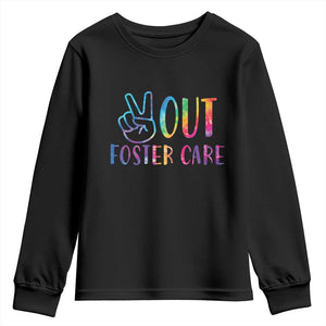 Adoption Foster Parents Youth Sweatshirt Peace Out Foster Care TS11 Black Print Your Wear