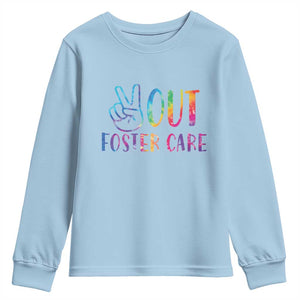 Adoption Foster Parents Youth Sweatshirt Peace Out Foster Care TS11 Light Blue Print Your Wear