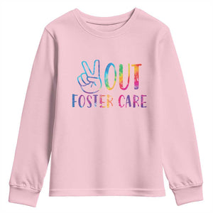 Adoption Foster Parents Youth Sweatshirt Peace Out Foster Care TS11 Light Pink Print Your Wear