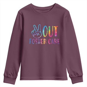 Adoption Foster Parents Youth Sweatshirt Peace Out Foster Care TS11 Maroon Print Your Wear