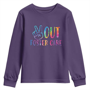 Adoption Foster Parents Youth Sweatshirt Peace Out Foster Care TS11 Purple Print Your Wear