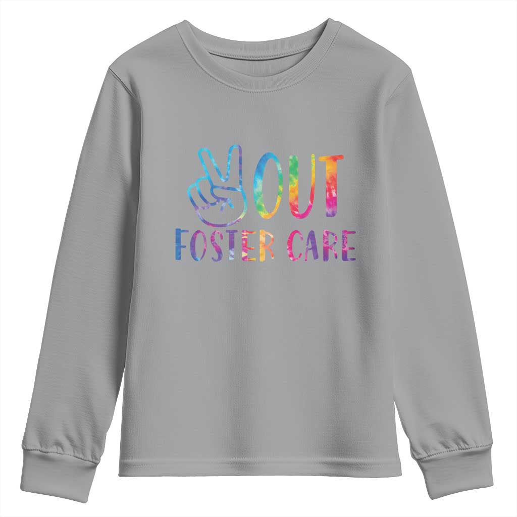 Adoption Foster Parents Youth Sweatshirt Peace Out Foster Care TS11 Sport Gray Print Your Wear