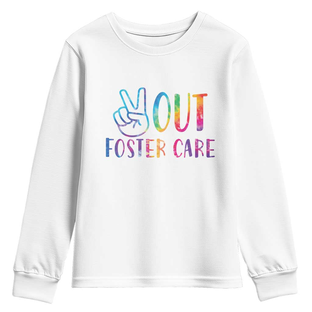 Adoption Foster Parents Youth Sweatshirt Peace Out Foster Care TS11 White Print Your Wear