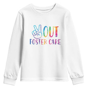 Adoption Foster Parents Youth Sweatshirt Peace Out Foster Care TS11 White Print Your Wear