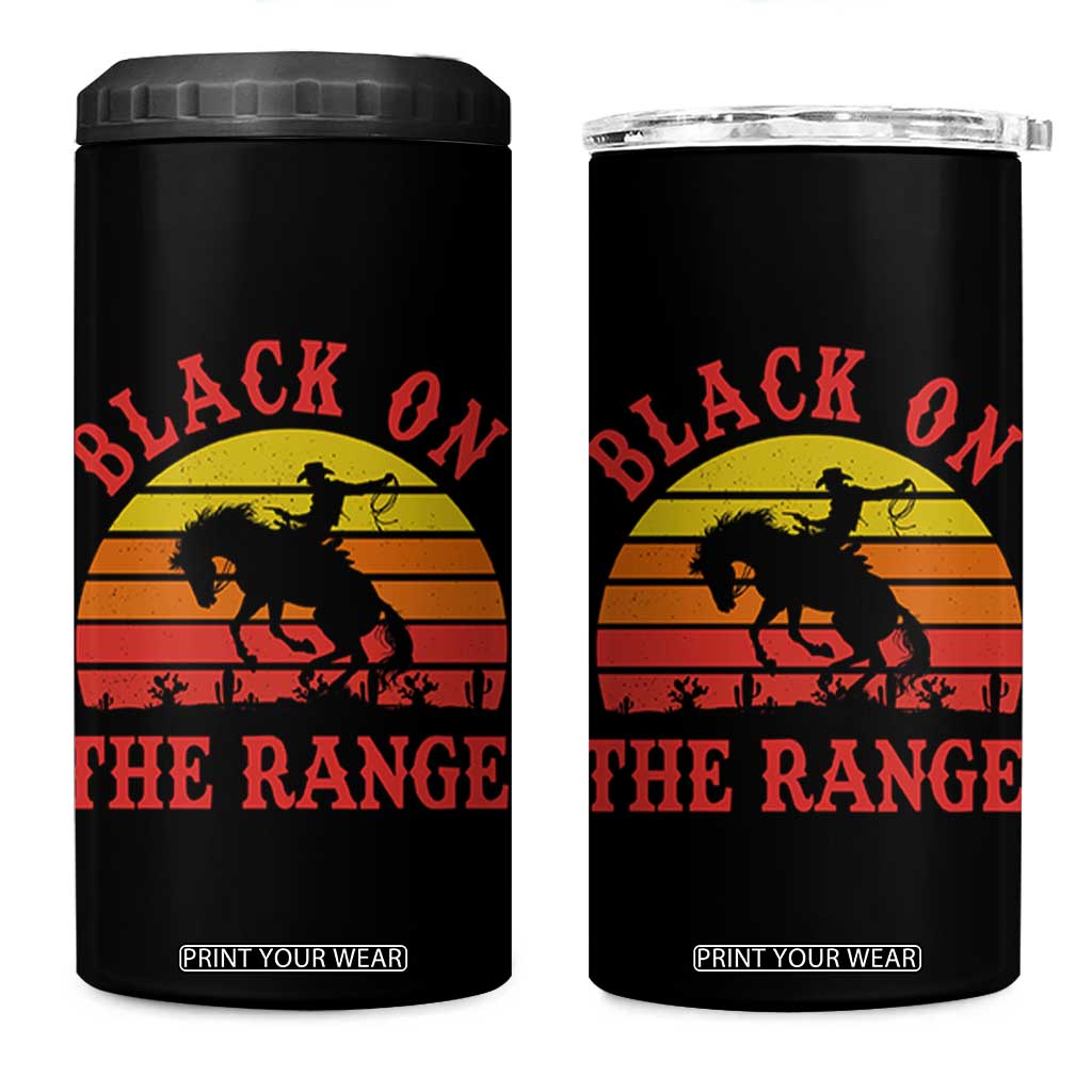 African American Black Cowboy 4 in 1 Can Cooler Tumbler Black On The Range Rodeo TS11 One Size: 16 oz Black Print Your Wear