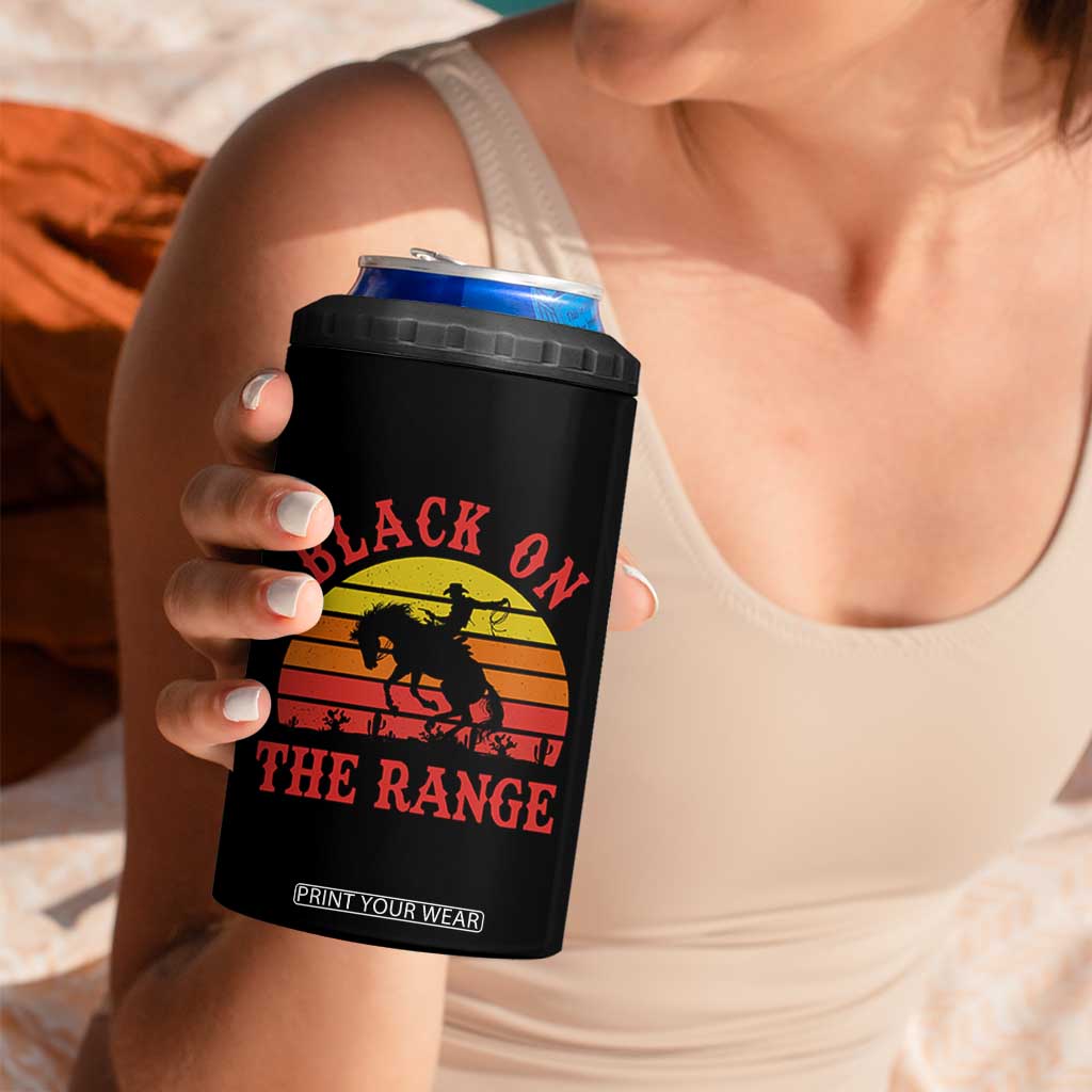 African American Black Cowboy 4 in 1 Can Cooler Tumbler Black On The Range Rodeo TS11 Print Your Wear