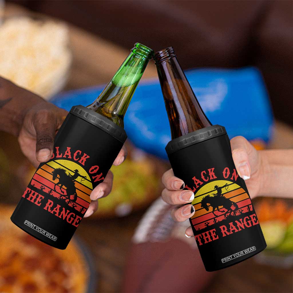 African American Black Cowboy 4 in 1 Can Cooler Tumbler Black On The Range Rodeo TS11 Print Your Wear