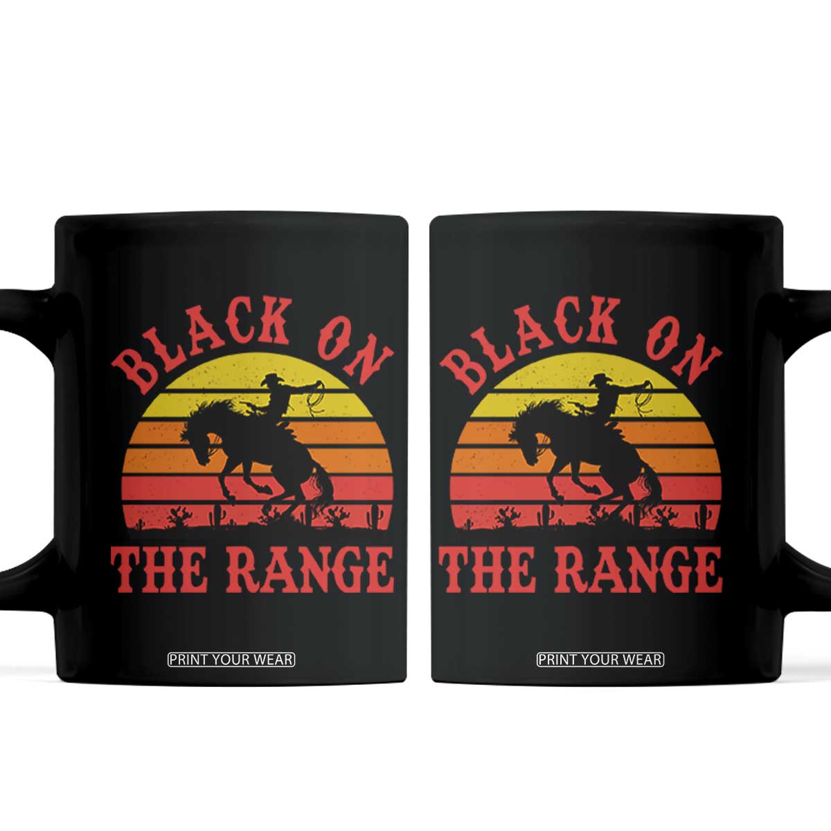 African American Black Cowboy Coffee Mug Black On The Range Rodeo TS11 Black Print Your Wear