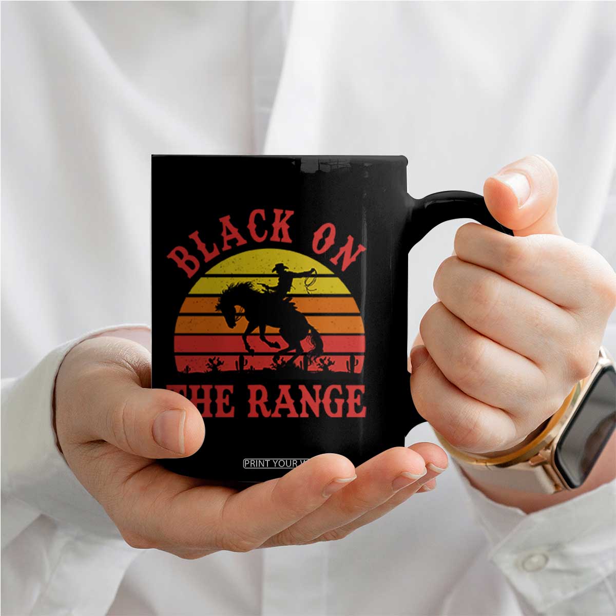 African American Black Cowboy Coffee Mug Black On The Range Rodeo TS11 Print Your Wear