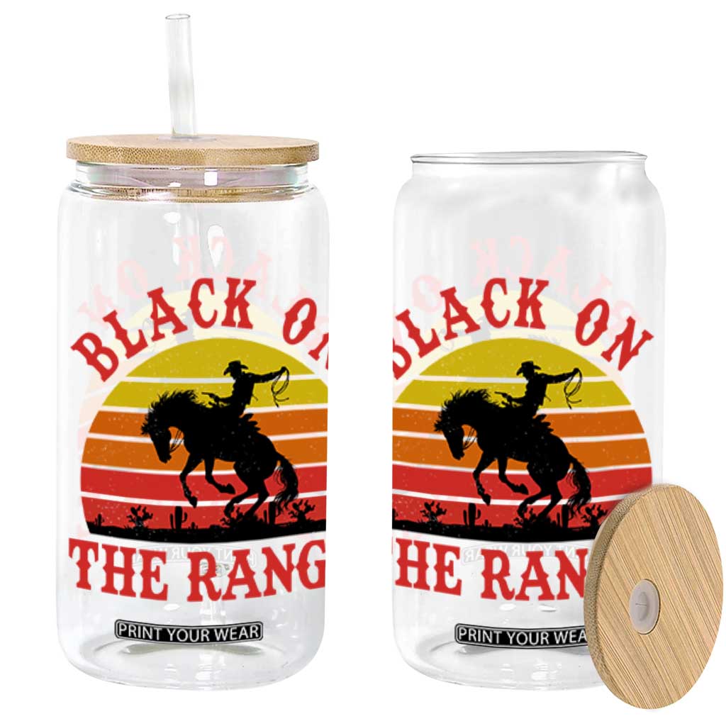 African American Black Cowboy Glass Can Black On The Range Rodeo TS11 Black Print Your Wear