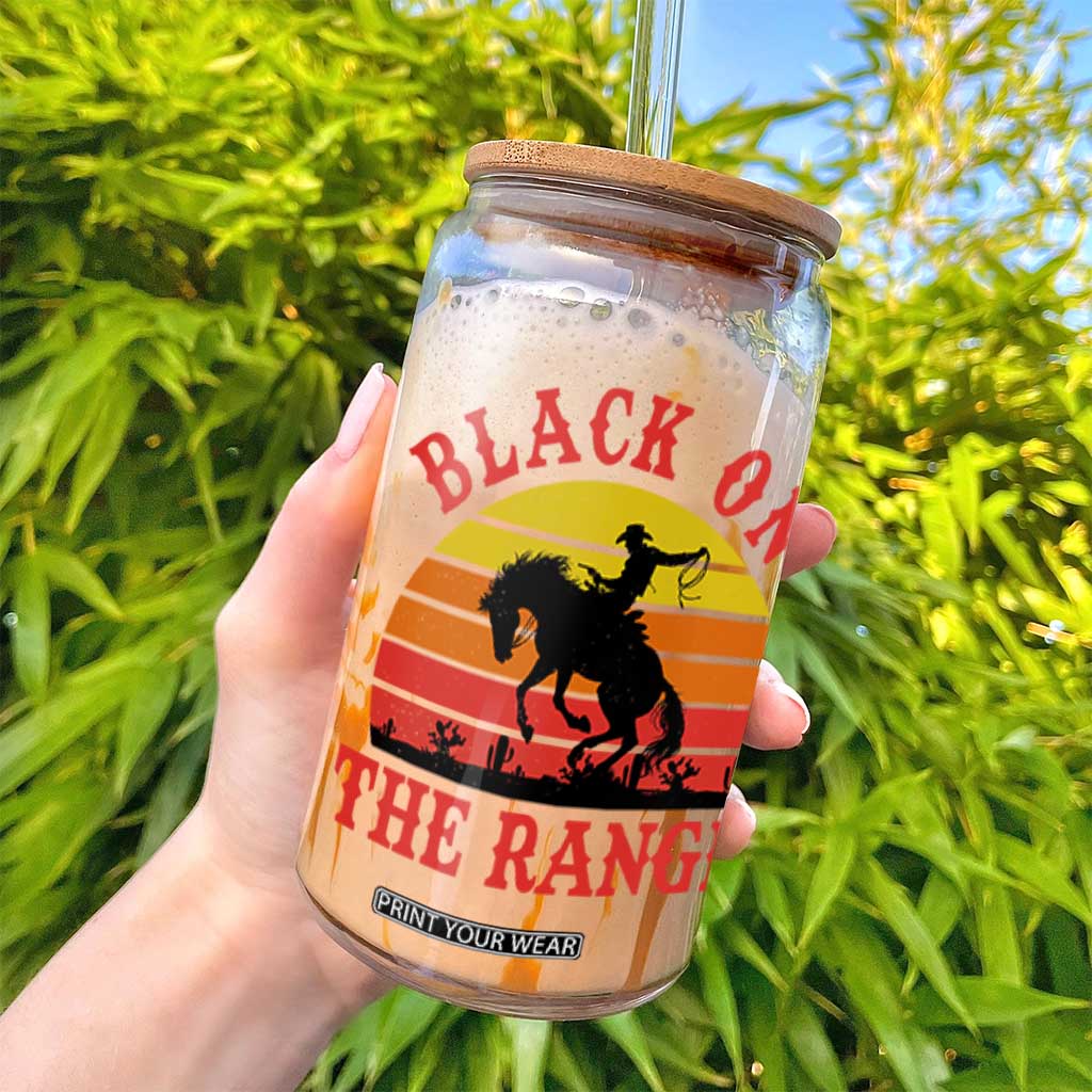 African American Black Cowboy Glass Can Black On The Range Rodeo TS11 Print Your Wear