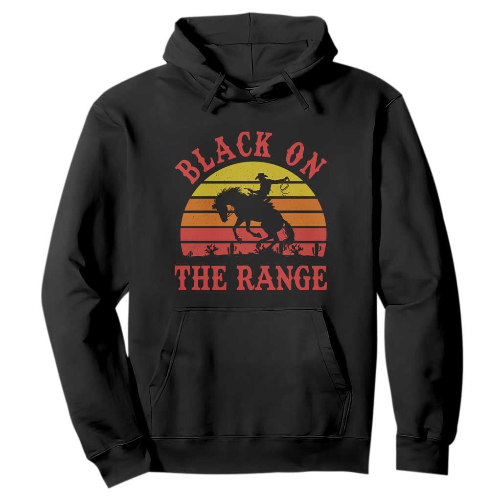 African American Black Cowboy Hoodie Black On The Range Rodeo TS11 Black Print Your Wear