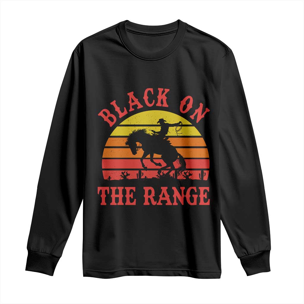 African American Black Cowboy Long Sleeve Shirt Black On The Range Rodeo TS11 Black Print Your Wear