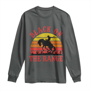 African American Black Cowboy Long Sleeve Shirt Black On The Range Rodeo TS11 Dark Heather Print Your Wear