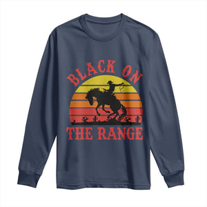 African American Black Cowboy Long Sleeve Shirt Black On The Range Rodeo TS11 Navy Print Your Wear