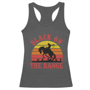 African American Black Cowboy Racerback Tank Top Black On The Range Rodeo TS11 Dark Heather Print Your Wear