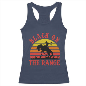 African American Black Cowboy Racerback Tank Top Black On The Range Rodeo TS11 Navy Print Your Wear