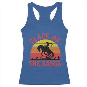 African American Black Cowboy Racerback Tank Top Black On The Range Rodeo TS11 Royal Blue Print Your Wear