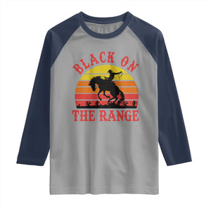 African American Black Cowboy Raglan Shirt Black On The Range Rodeo TS11 Sport Gray Navy Print Your Wear