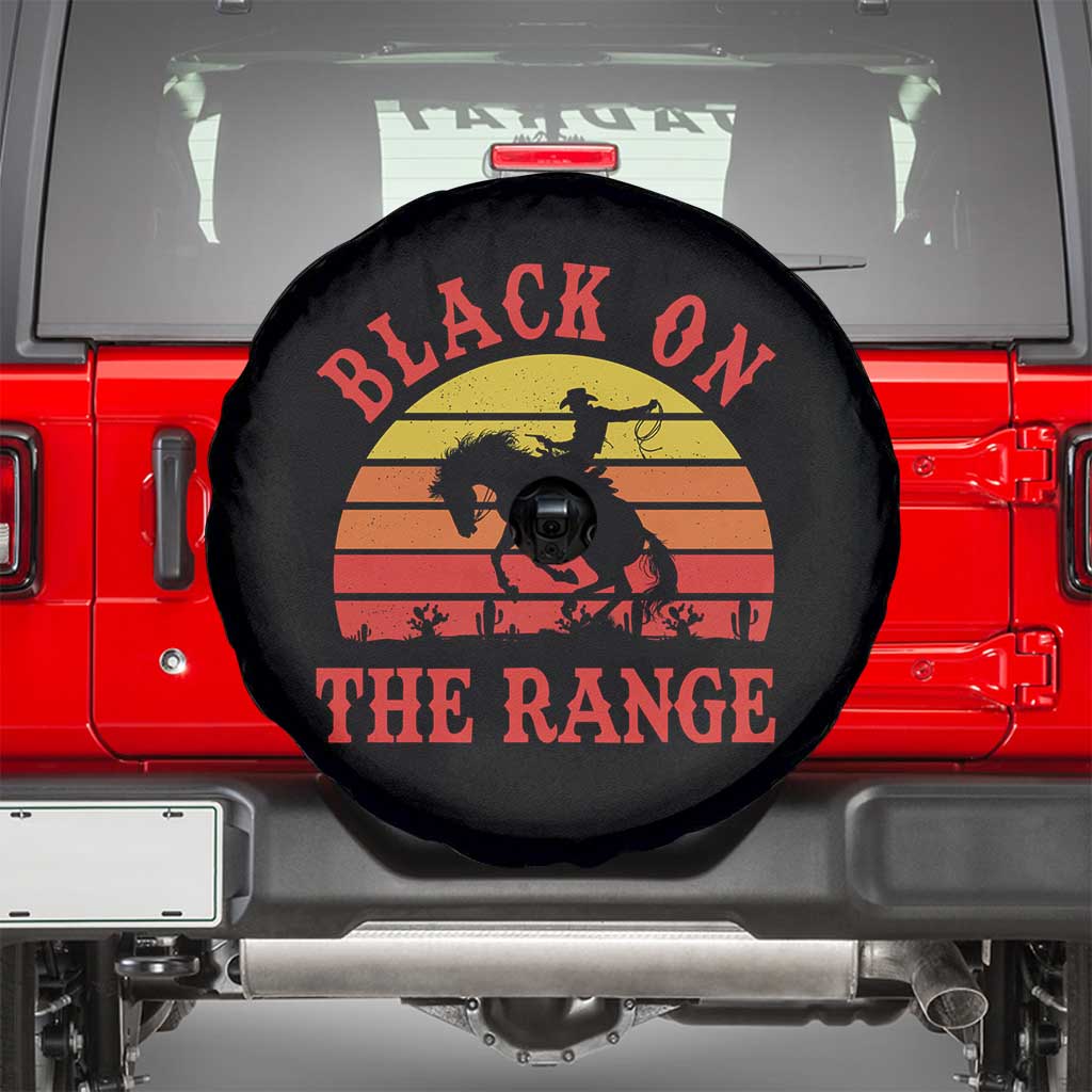 African American Black Cowboy Spare Tire Cover Black On The Range Rodeo TS11 Black Print Your Wear