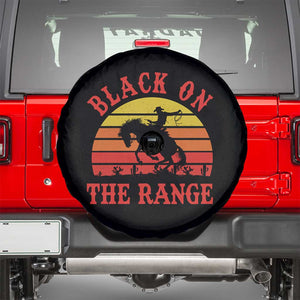 African American Black Cowboy Spare Tire Cover Black On The Range Rodeo TS11 Black Print Your Wear