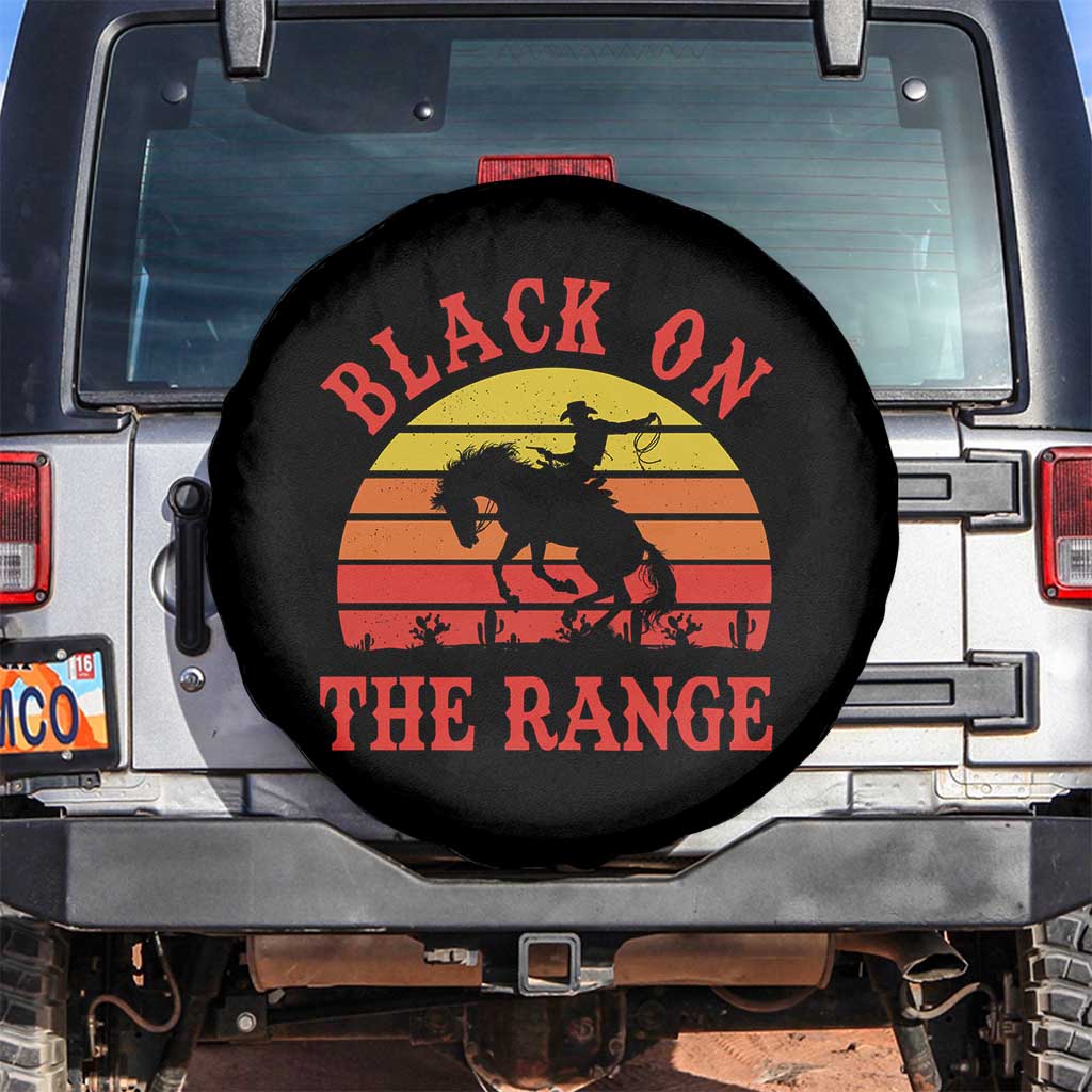 African American Black Cowboy Spare Tire Cover Black On The Range Rodeo TS11 No hole Black Print Your Wear