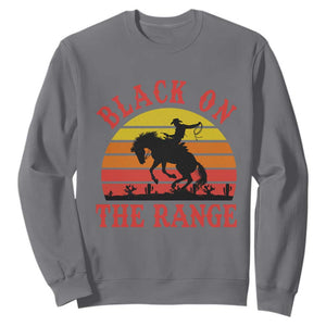 African American Black Cowboy Sweatshirt Black On The Range Rodeo TS11 Charcoal Print Your Wear