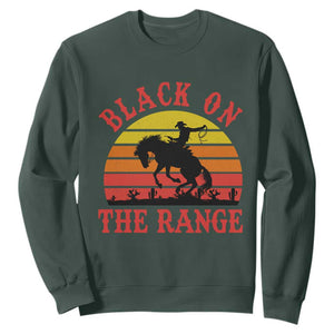 African American Black Cowboy Sweatshirt Black On The Range Rodeo TS11 Dark Forest Green Print Your Wear