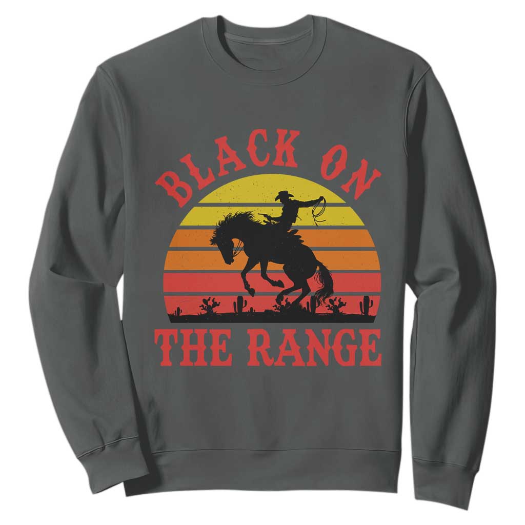 African American Black Cowboy Sweatshirt Black On The Range Rodeo TS11 Dark Heather Print Your Wear