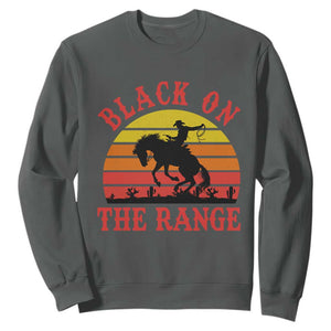 African American Black Cowboy Sweatshirt Black On The Range Rodeo TS11 Dark Heather Print Your Wear