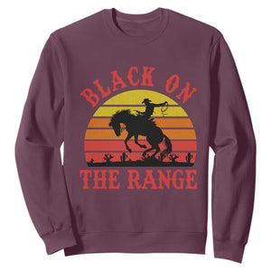 African American Black Cowboy Sweatshirt Black On The Range Rodeo TS11 Maroon Print Your Wear