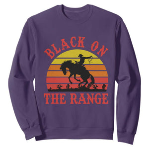 African American Black Cowboy Sweatshirt Black On The Range Rodeo TS11 Purple Print Your Wear