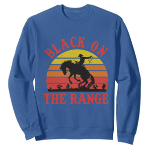 African American Black Cowboy Sweatshirt Black On The Range Rodeo TS11 Royal Blue Print Your Wear