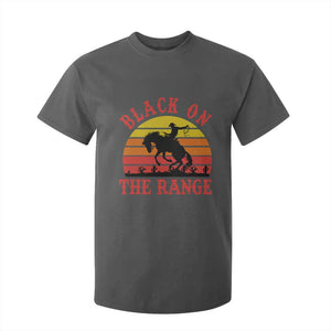 African American Black Cowboy T Shirt For Kid Black On The Range Rodeo TS11 Dark Heather Print Your Wear
