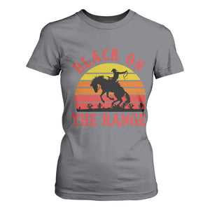 African American Black Cowboy T Shirt For Women Black On The Range Rodeo TS11 Charcoal Print Your Wear