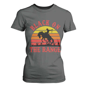 African American Black Cowboy T Shirt For Women Black On The Range Rodeo TS11 Dark Heather Print Your Wear