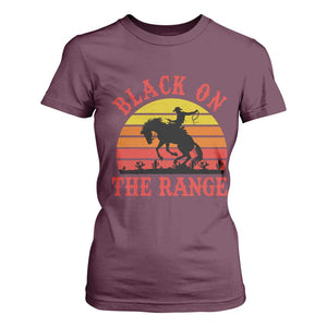 African American Black Cowboy T Shirt For Women Black On The Range Rodeo TS11 Maroon Print Your Wear