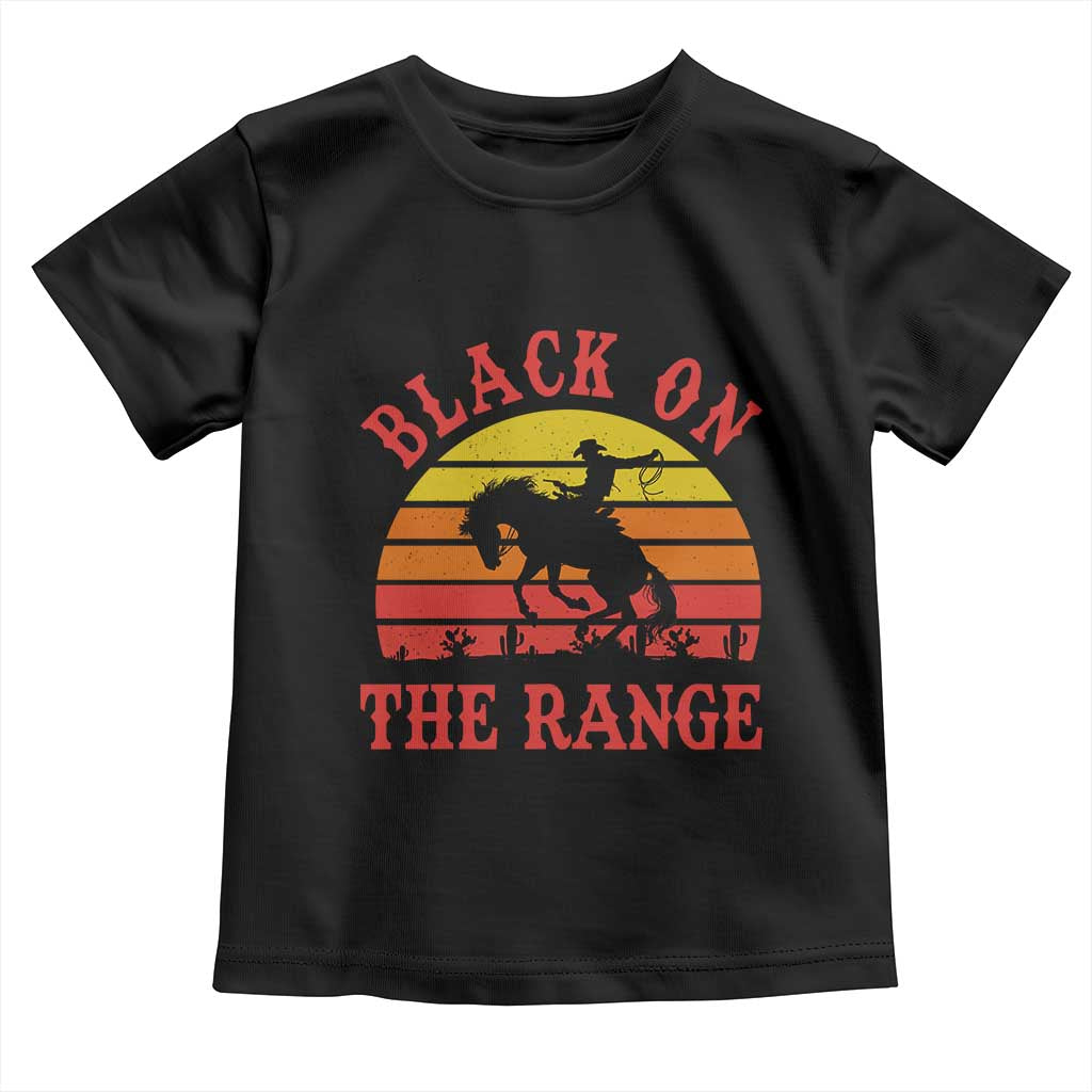 African American Black Cowboy Toddler T Shirt Black On The Range Rodeo TS11 Black Print Your Wear