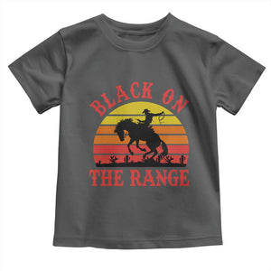 African American Black Cowboy Toddler T Shirt Black On The Range Rodeo TS11 Dark Heather Print Your Wear