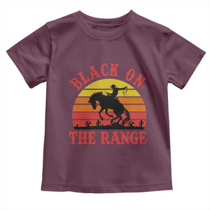 African American Black Cowboy Toddler T Shirt Black On The Range Rodeo TS11 Maroon Print Your Wear