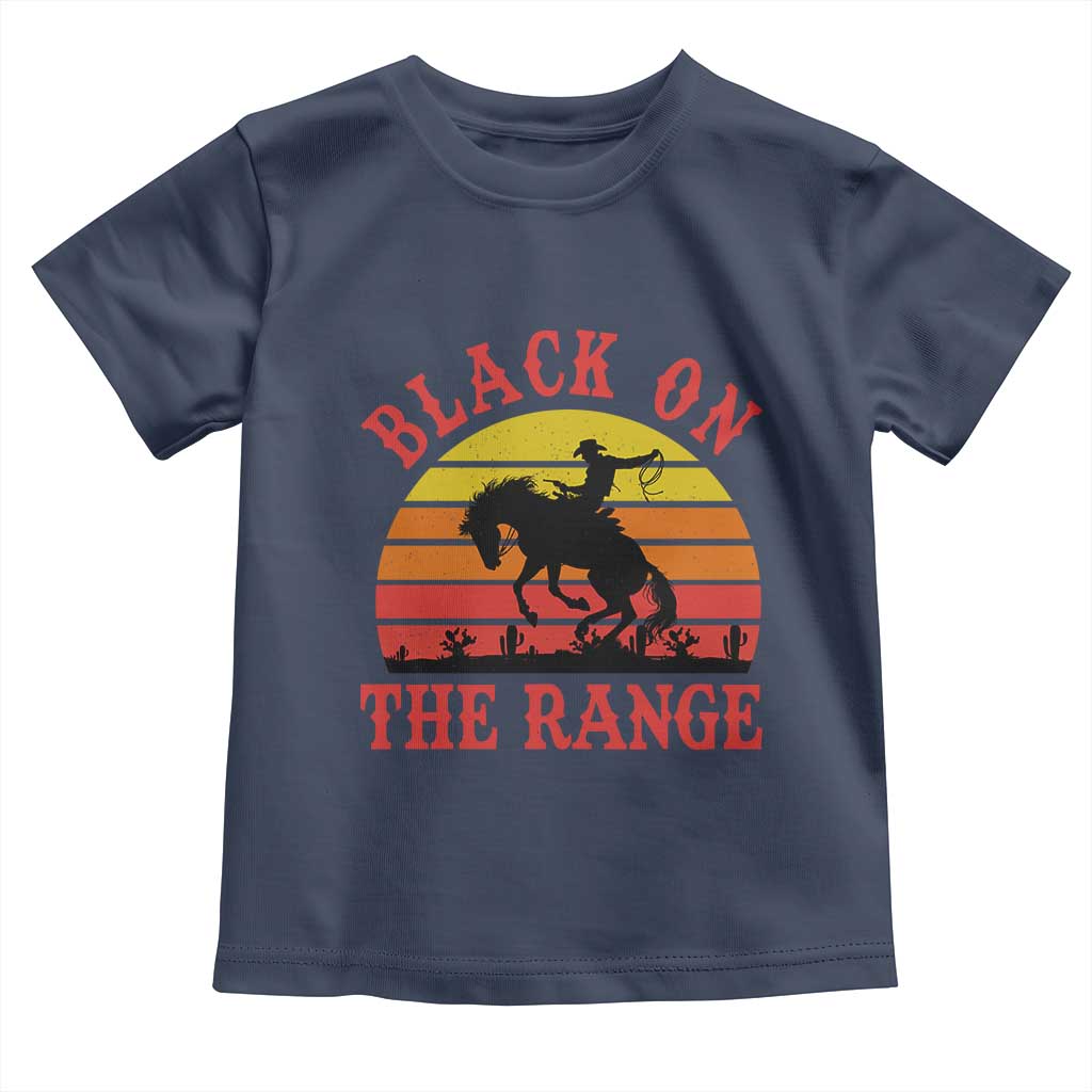 African American Black Cowboy Toddler T Shirt Black On The Range Rodeo TS11 Navy Print Your Wear