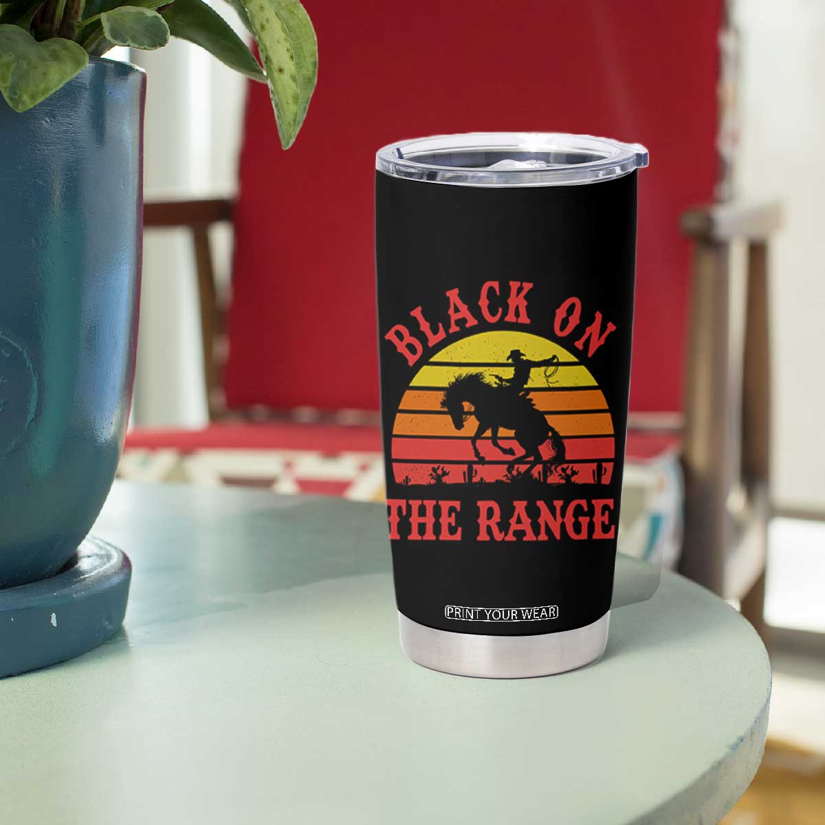 African American Black Cowboy Tumbler Cup Black On The Range Rodeo TS11 Print Your Wear