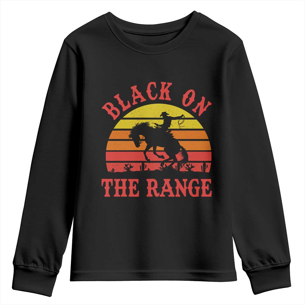 African American Black Cowboy Youth Sweatshirt Black On The Range Rodeo TS11 Black Print Your Wear