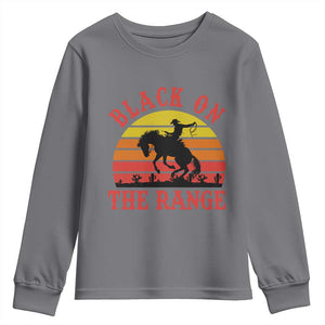 African American Black Cowboy Youth Sweatshirt Black On The Range Rodeo TS11 Charcoal Print Your Wear
