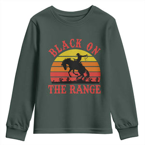 African American Black Cowboy Youth Sweatshirt Black On The Range Rodeo TS11 Dark Forest Green Print Your Wear