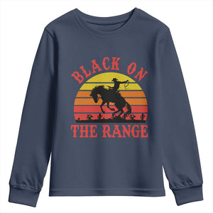 African American Black Cowboy Youth Sweatshirt Black On The Range Rodeo TS11 Navy Print Your Wear