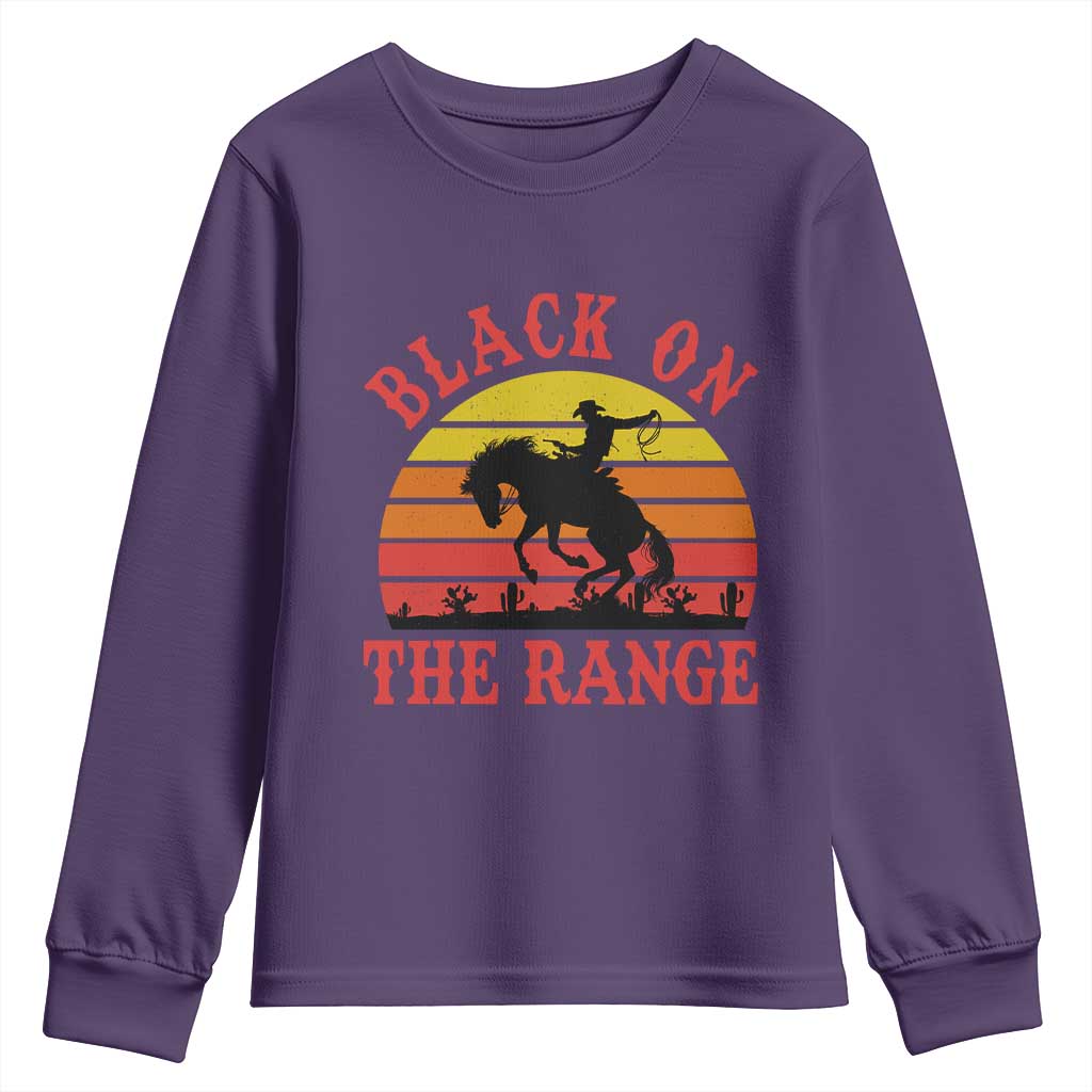 African American Black Cowboy Youth Sweatshirt Black On The Range Rodeo TS11 Purple Print Your Wear
