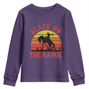 African American Black Cowboy Youth Sweatshirt Black On The Range Rodeo TS11 Purple Print Your Wear