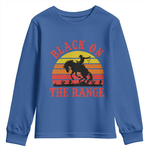 African American Black Cowboy Youth Sweatshirt Black On The Range Rodeo TS11 Royal Blue Print Your Wear